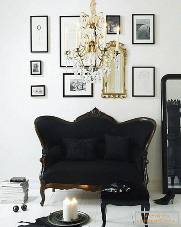 Luxurious black and gold decor in the interior