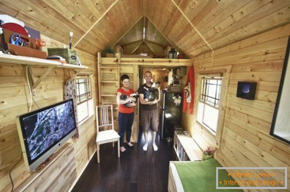 Interior of a small cottage on wheels Tiny tack