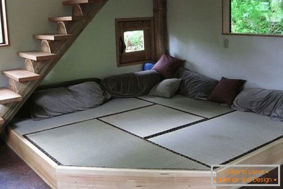 Interior of a small forest cottage in Japan