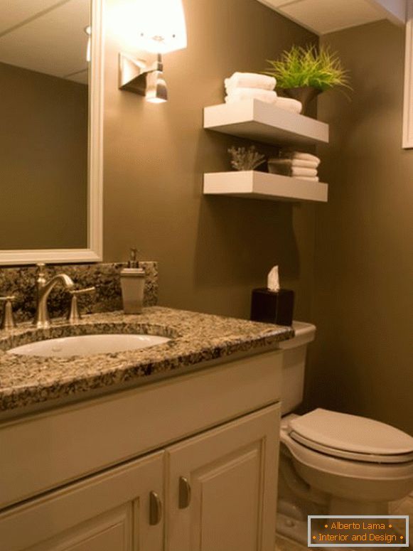 Shelves for towels above the toilet