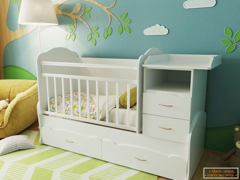 Crib with drawers