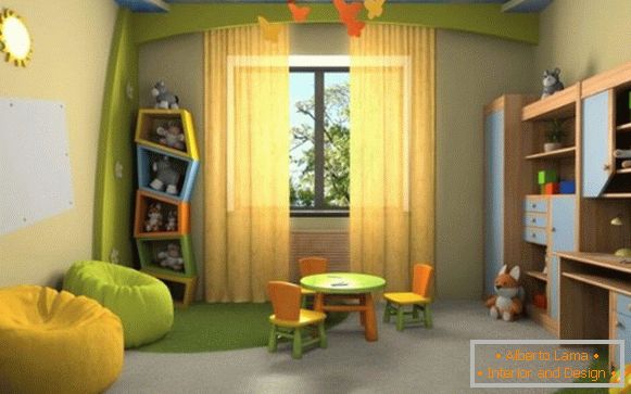 interior of a children's room in natural colors for a girl