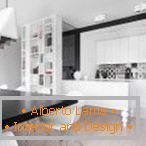 The combination of white and black in kitchen design
