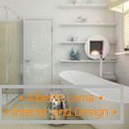 Bathroom design in white color