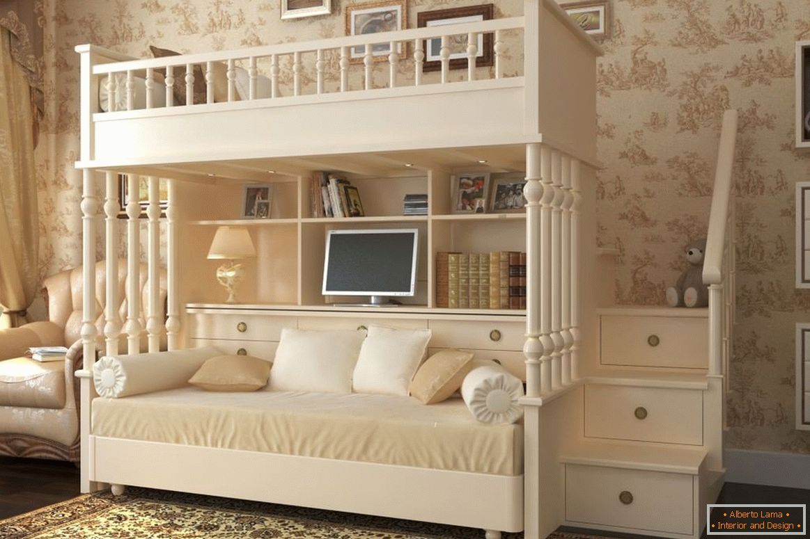 Double bed in the nursery