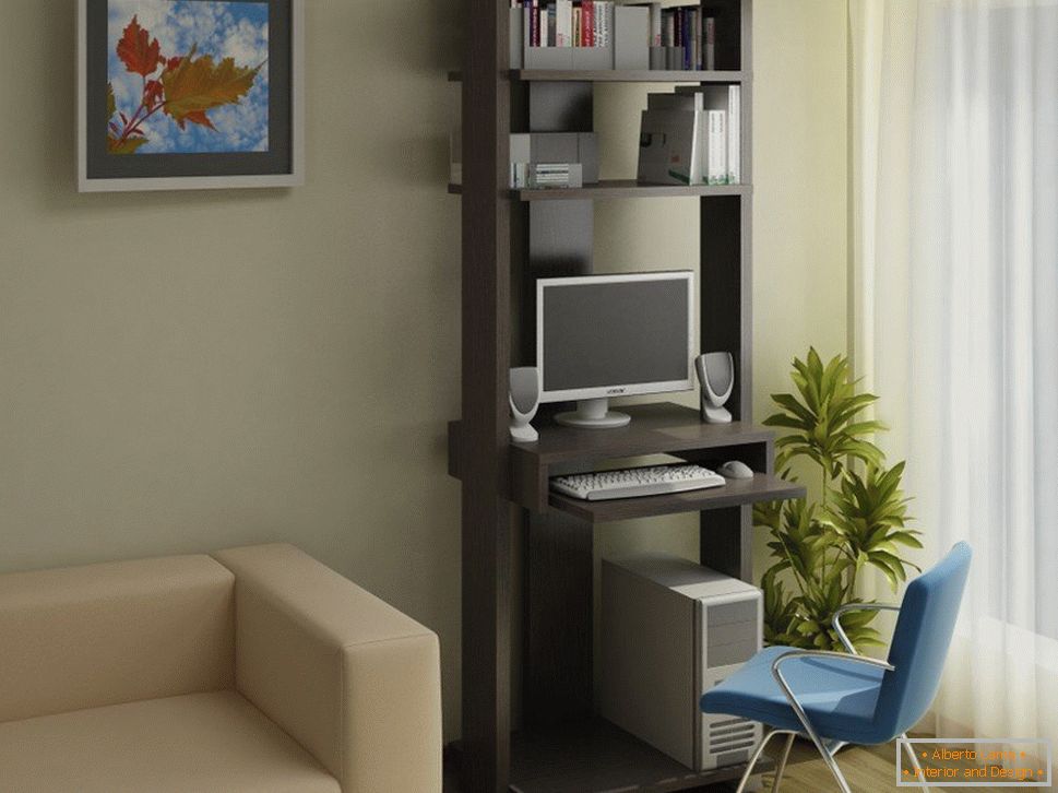 Table for the computer in the form of a locker at the window