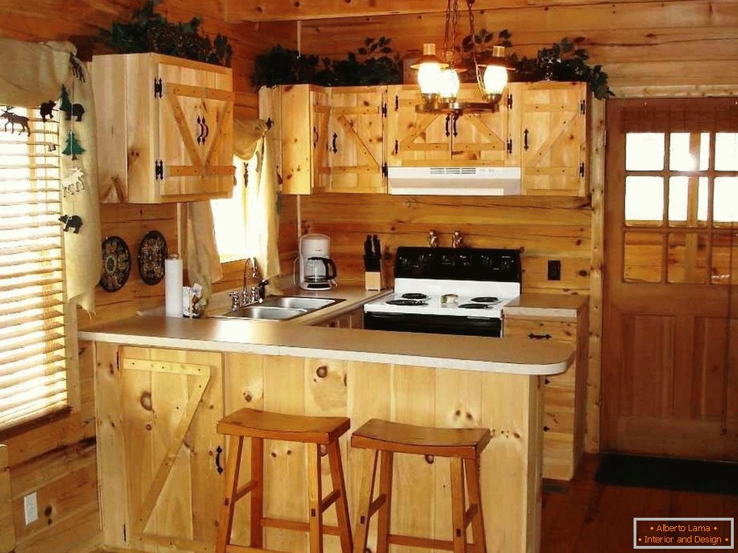Wooden furniture in the kitchen