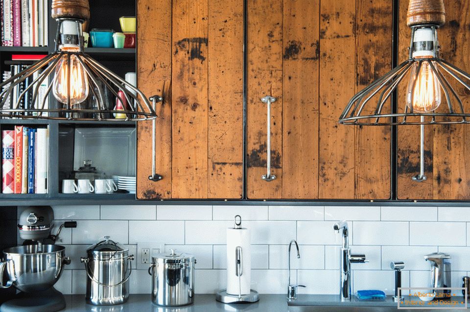 Wooden kitchen furniture with steel details