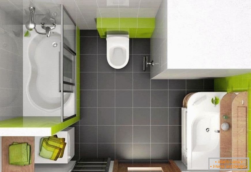 Design-project bathroom combined with a toilet