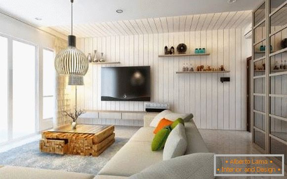Design in high-tech style - photo of a small living room