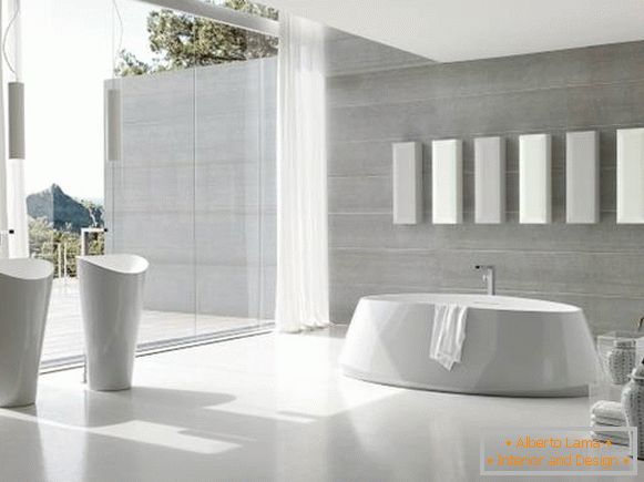 White bathroom in high-tech style