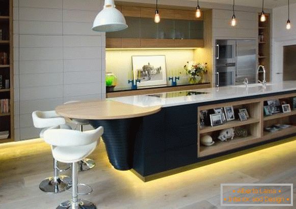 High-tech style in the interior - photo of the kitchen in the house