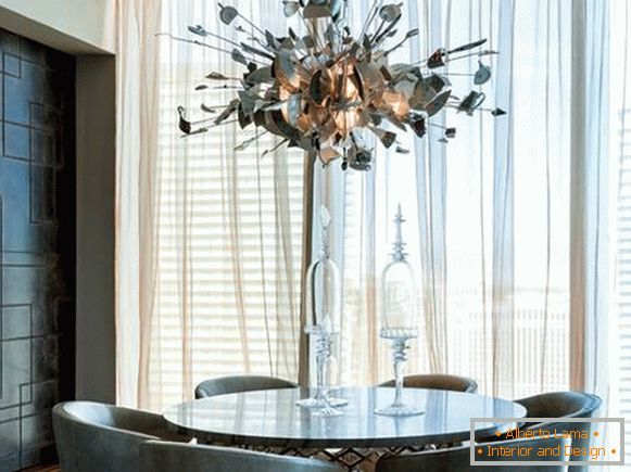 Unusual chandelier in the style of high tech