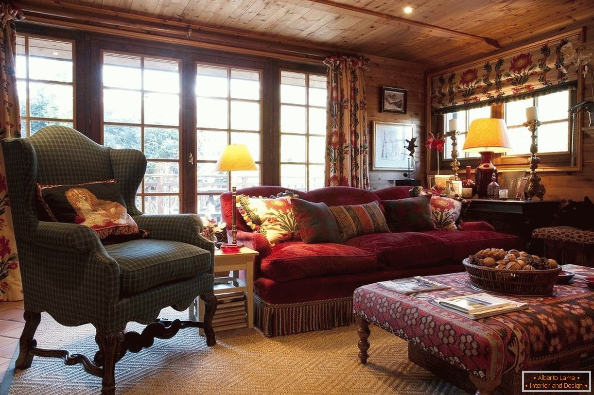 Interior of the living room in the chalet style