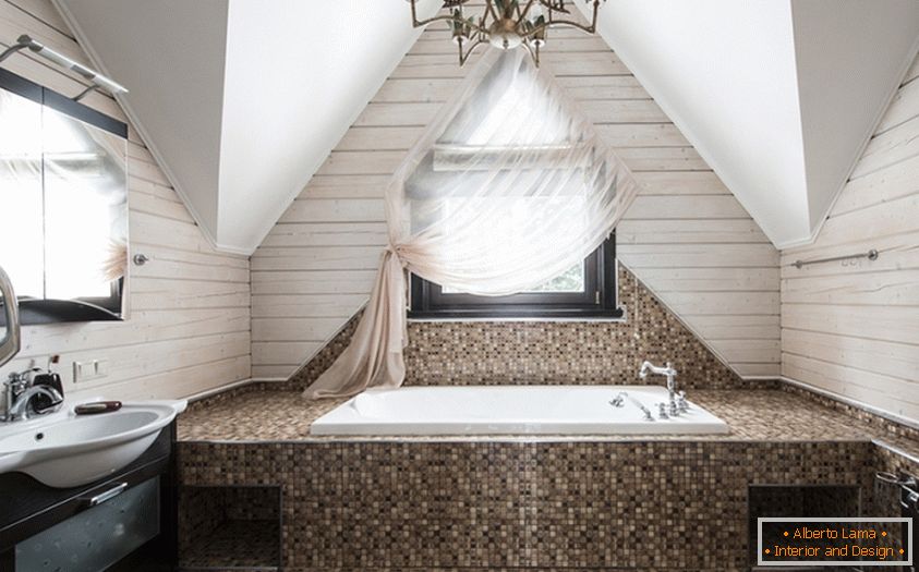 Interior of a bathroom in a country house