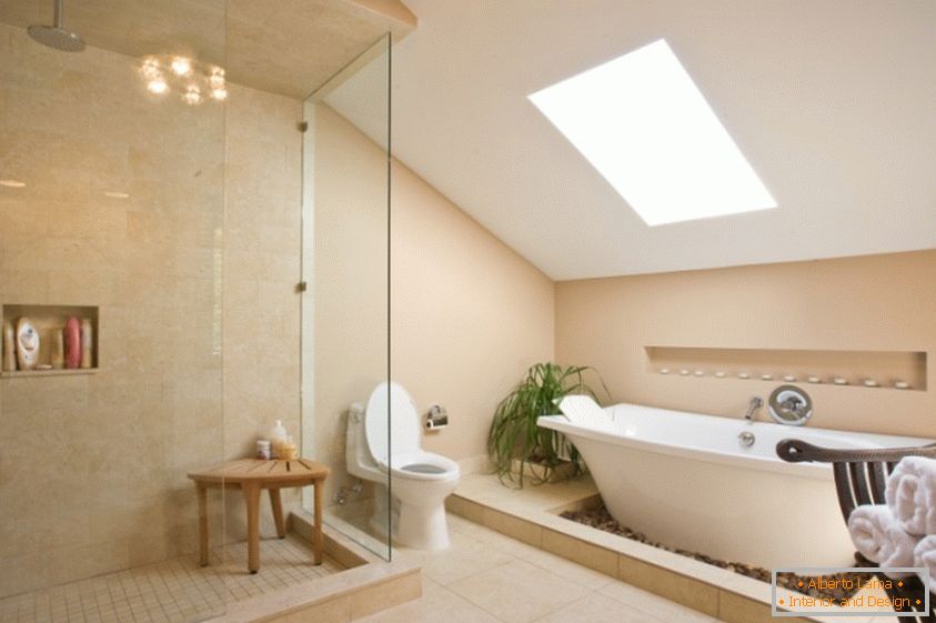 Interior of a bathroom in a country house