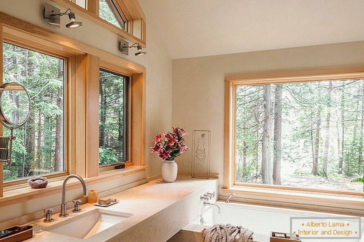 Interior of a bathroom in a country house