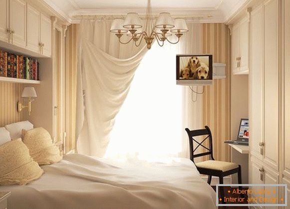 Luxurious bedroom in a dairy color