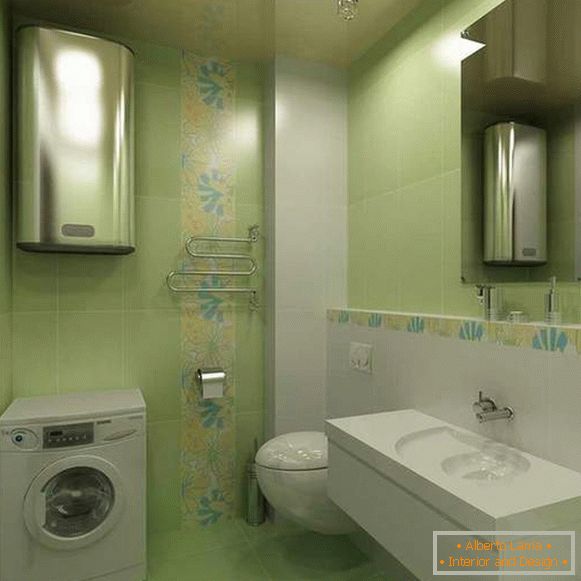 design of a small bath with a washing machine, photo 21