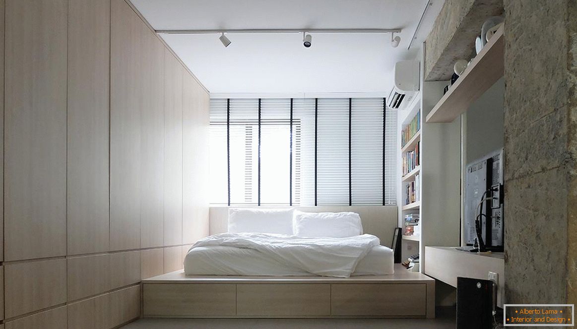 Bedroom interior in a small apartment