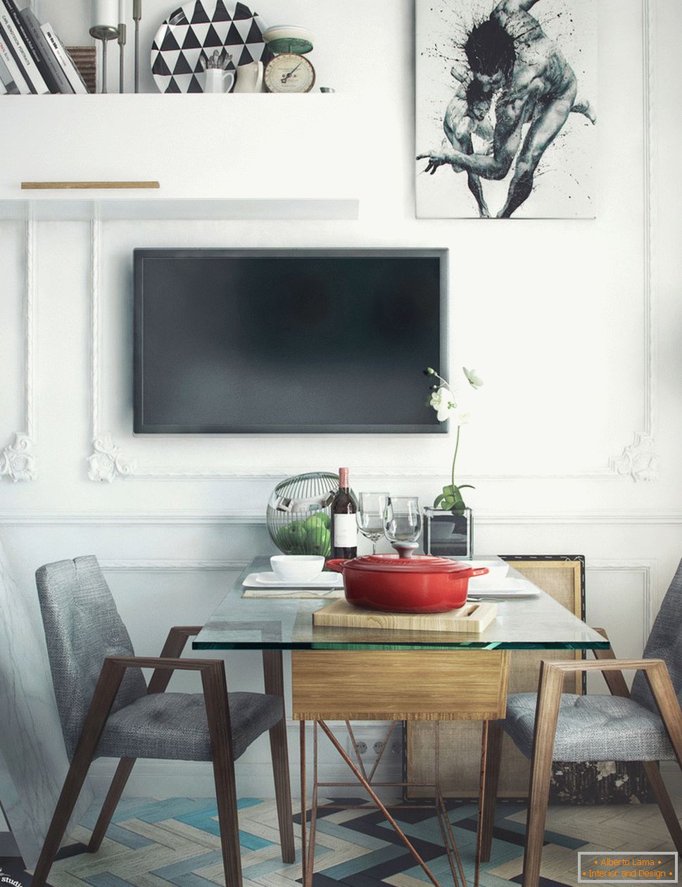 Dining table with glass top