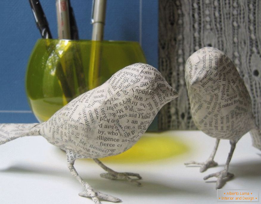 Birds from papier-mache