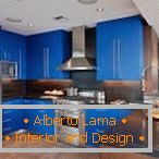 A bright shade of blue in the interior of the kitchen