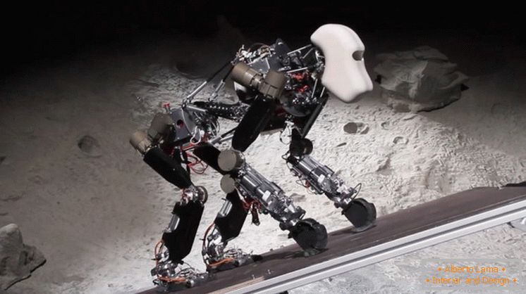 The robot can balance on its hind legs