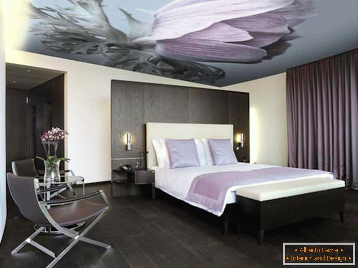 Photo printing on stretch ceilings is made in the tone of the overall style composition.