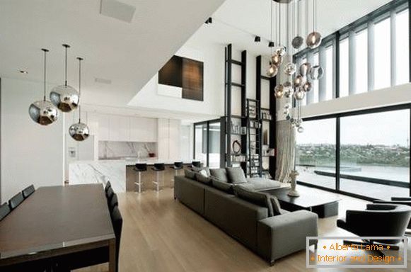 Ultra modern chandelier in the living room
