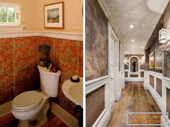 How to combine wallpaper with each other - a photo of a bathroom and a corridor
