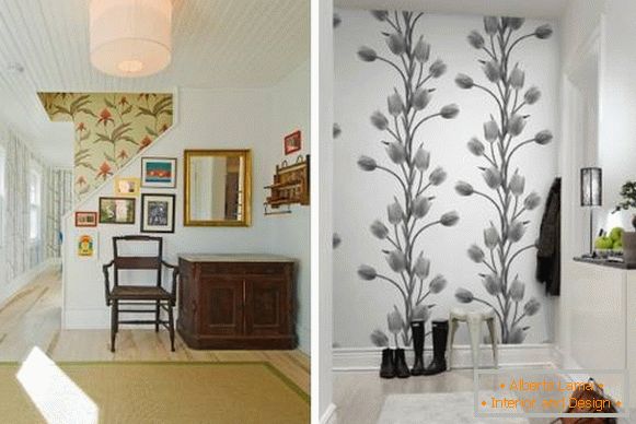 Interesting combination of wallpaper in the interior - photo of the hallway