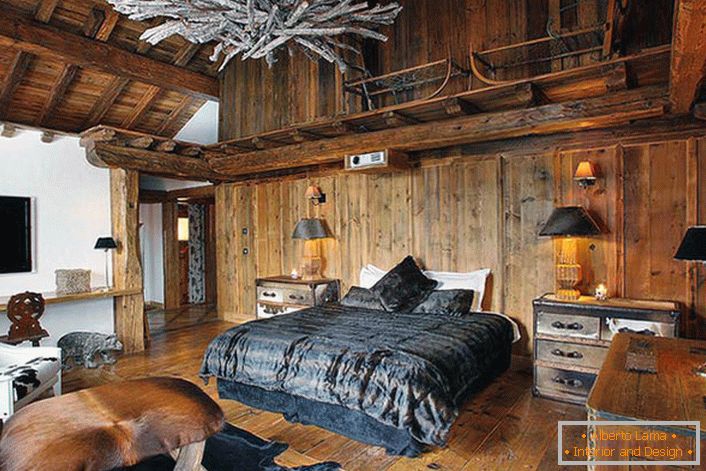 Bedroom in chalet style