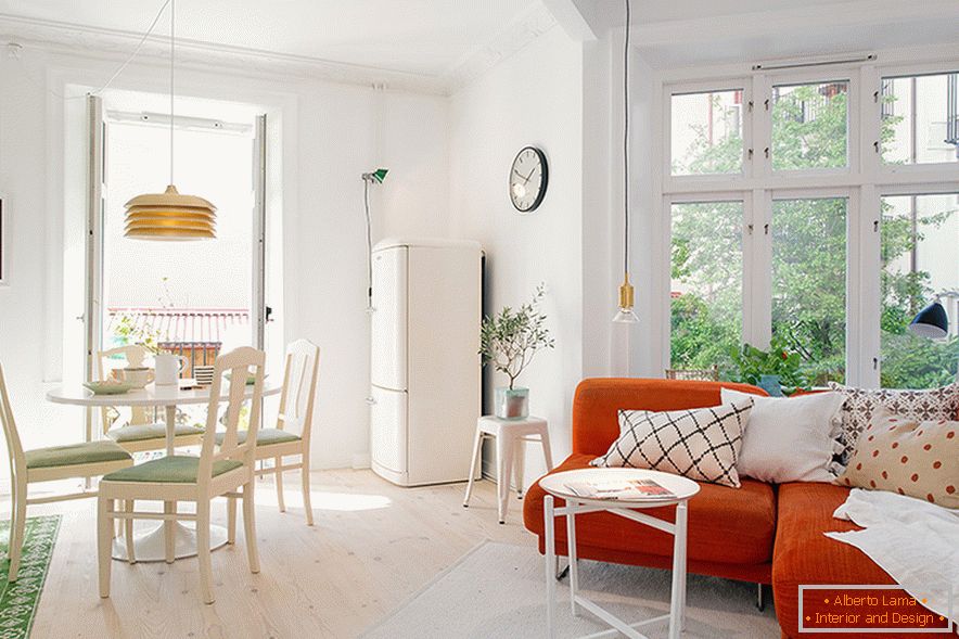 Interior of a one-room apartment in Gothenburg