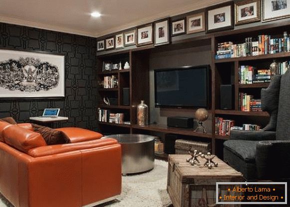 The idea of ​​how to hang pictures on the wall in the living room