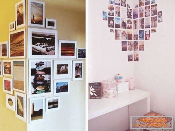 How to make a heart from photos on the wall