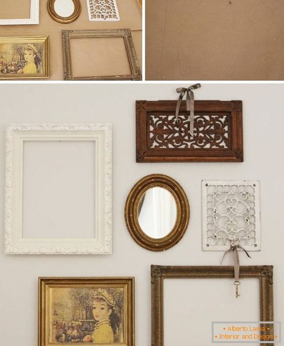 How to hang a frame for photos on the wall with your own hands