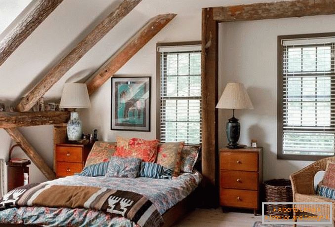 Eclectic bedroom with country style decor