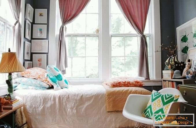 Eclectic design of a small bedroom