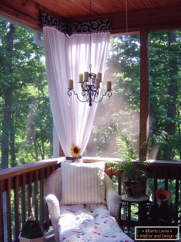 Beautiful design of the veranda in the rustic style