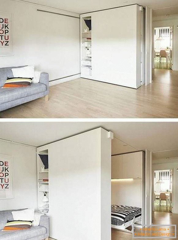 to arrange furniture in a one-room apartment of 40 sq. m, photo 11