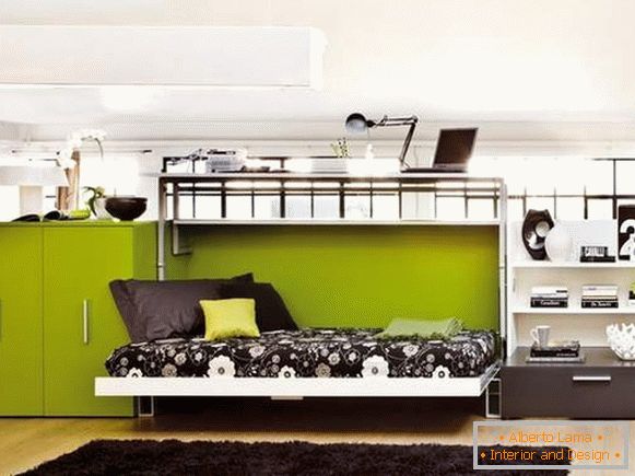 how to arrange furniture in the room of a one-room apartment, photo 12