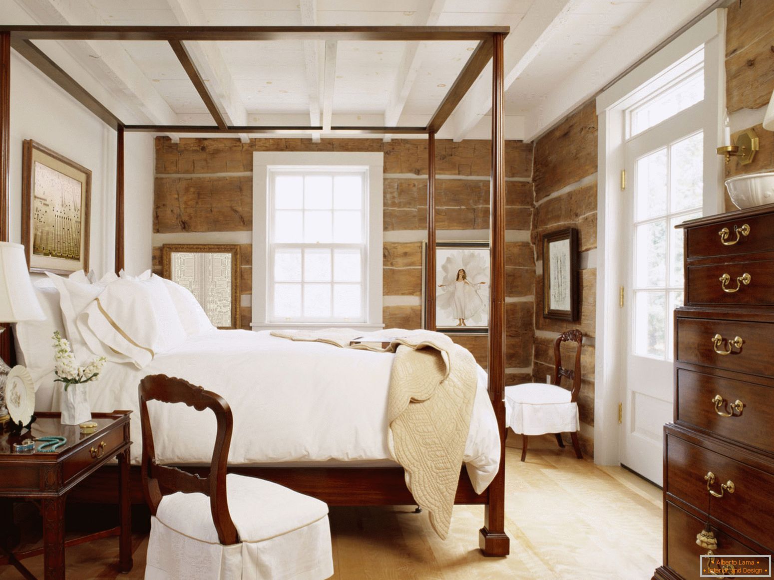 Furniture from a natural tree in a bedroom