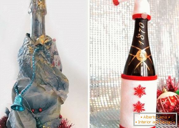 How to decorate a bottle of champagne for the New Year