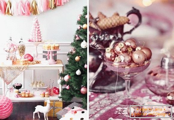 2016 New Year - interior decoration in pink color