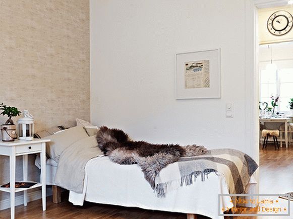 Bedroom interior in pastel colors