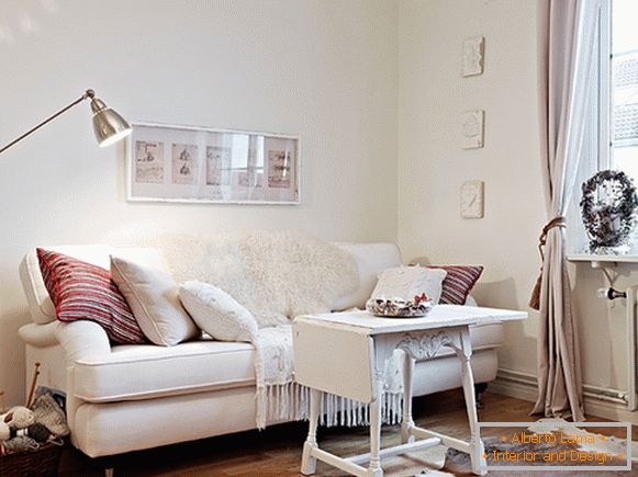 Interior of the living room in pastel colors