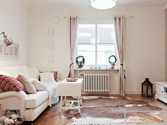 Interior of the living room in pastel colors