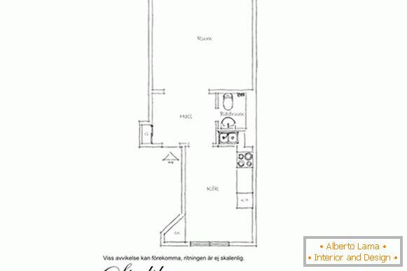 Plan of an apartment of small dimensions