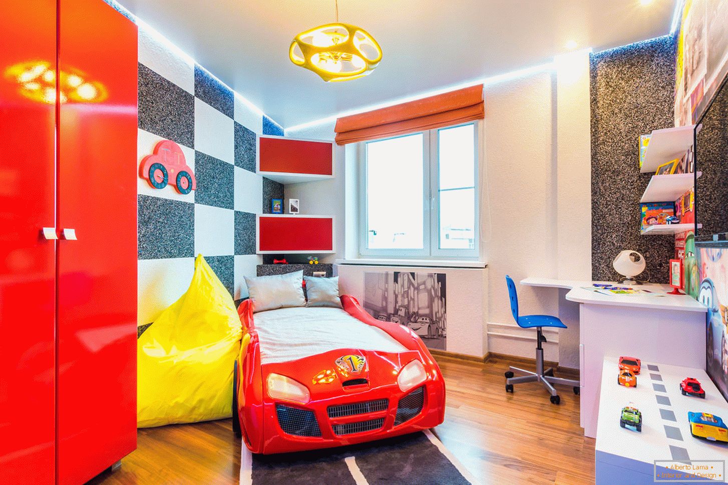 The design of the children's room in the style of the car